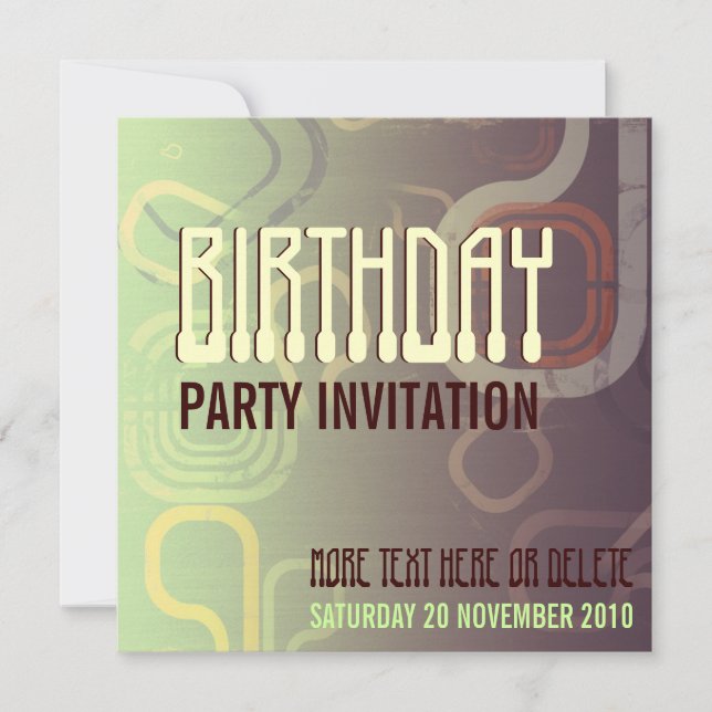 Invitación de cumpleaños de Choc Mint Retro Electr (Anverso)