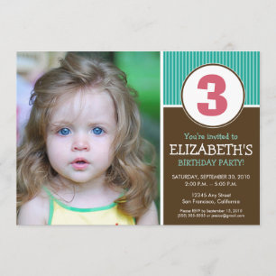 Invitación de cumpleaños de chocolate/Aqua simple 