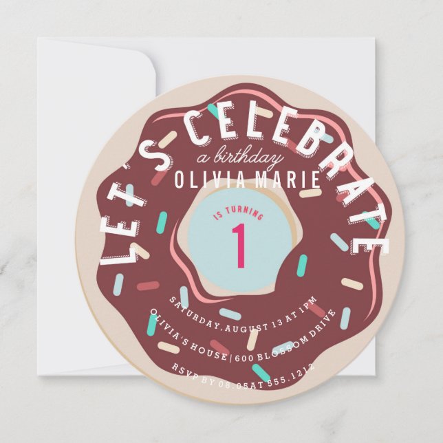 INVITACIÓN DE CUMPLEAÑOS DE CHOCOLATE DONUT (Anverso)