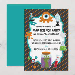 Invitación de cumpleaños de ciencia loca personali