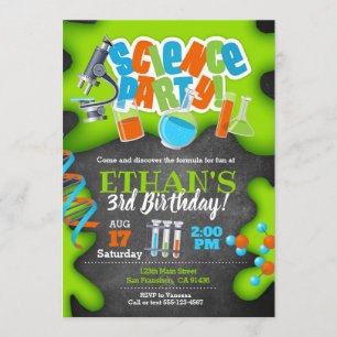 Invitación de cumpleaños de ciencia para Fiesta de