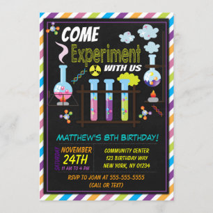 Invitación de cumpleaños de ciencia para un niño