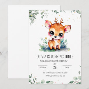 Invitación de cumpleaños de ciervo, cumpleaños de 