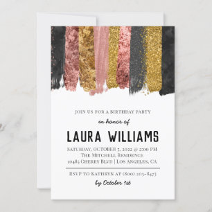 Invitación de cumpleaños de Cinta Negra y Oro de R