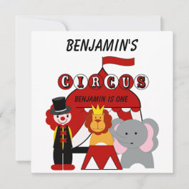Invitación de cumpleaños de Circo Blanco y Rojo pe