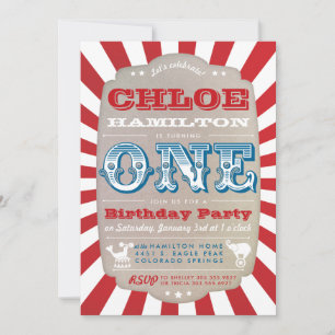 Invitación de cumpleaños de circo Carnaval de prim
