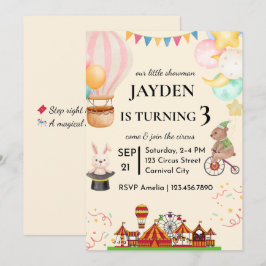 Invitación de cumpleaños de Circo editable