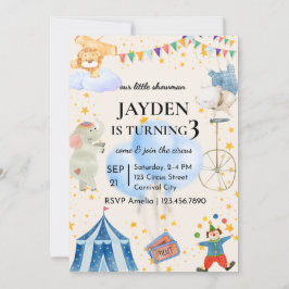 Invitación de cumpleaños de circo editable para ni