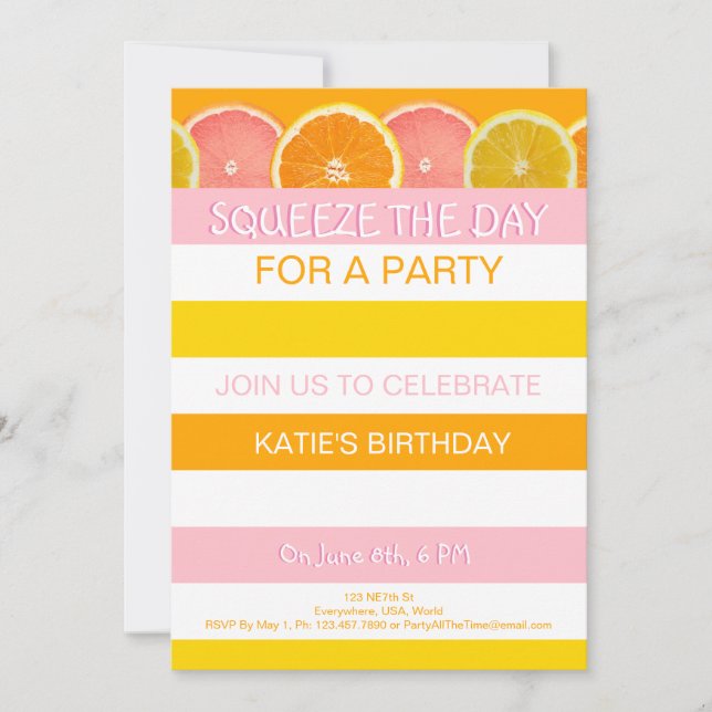 Invitación de cumpleaños de Citrus (Anverso)