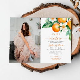 Invitación de cumpleaños de Citrus Floral Photo Sw