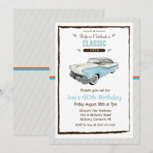 Invitación de cumpleaños de coche clásico vintage 
