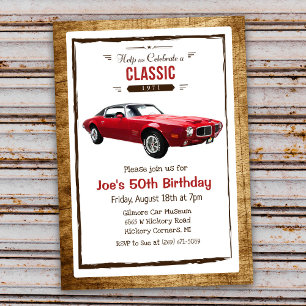 Invitación de cumpleaños de coche clásico vintage 