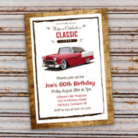 Invitación de cumpleaños de coche clásico vintage