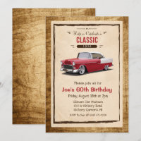 Invitación de cumpleaños de coche clásico vintage