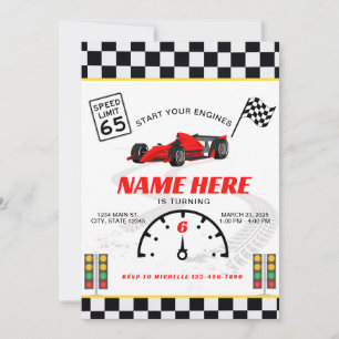 Invitación de cumpleaños de coche de carreras