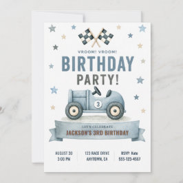 Invitación de cumpleaños de coche de carreras