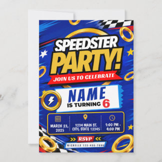 Invitación de cumpleaños de coche de carreras | Ca