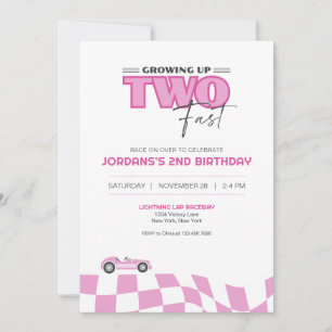 Invitación de cumpleaños de coche de carreras crec