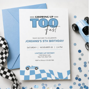 Invitación de cumpleaños de coche de carreras Crec