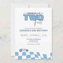 Invitación de cumpleaños de coche de carreras crec