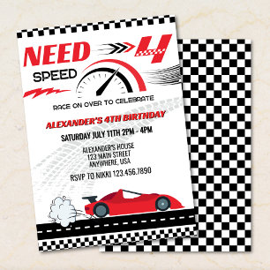 Invitación de cumpleaños de coche de carreras de a