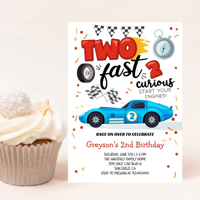 Invitación de cumpleaños de coche de carreras Dos  (Subido por el creador)