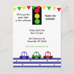Invitación de cumpleaños de coche de carreras lind