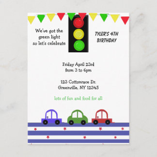 Invitación de cumpleaños de coche de carreras lind