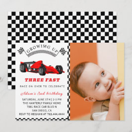 Invitación de cumpleaños de coche de carreras para