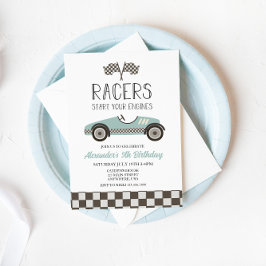 invitación de cumpleaños de coche de carreras vint
