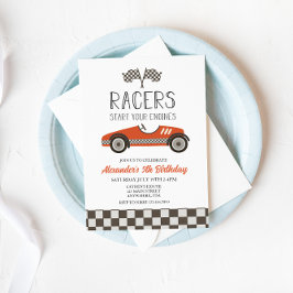 Invitación de cumpleaños de coche de carreras vint