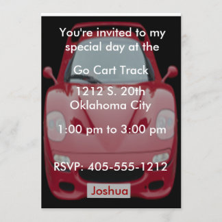 Invitación de cumpleaños de coche de raza roja