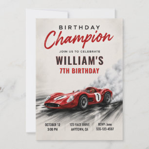 Invitación de cumpleaños de coche deportivo