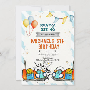 invitación de cumpleaños de coches de choque