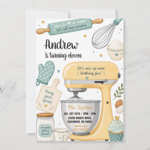 Invitación de cumpleaños de cocina de chef persona