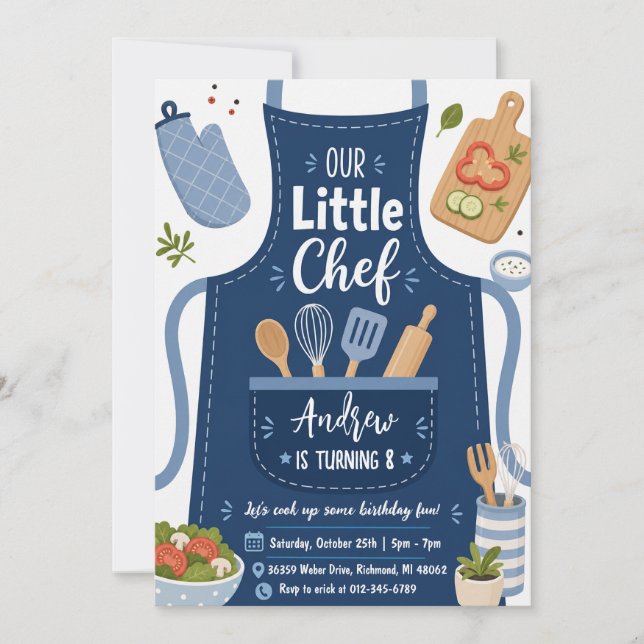 Invitación de Cumpleaños de Cocina Personalizada (Anverso)