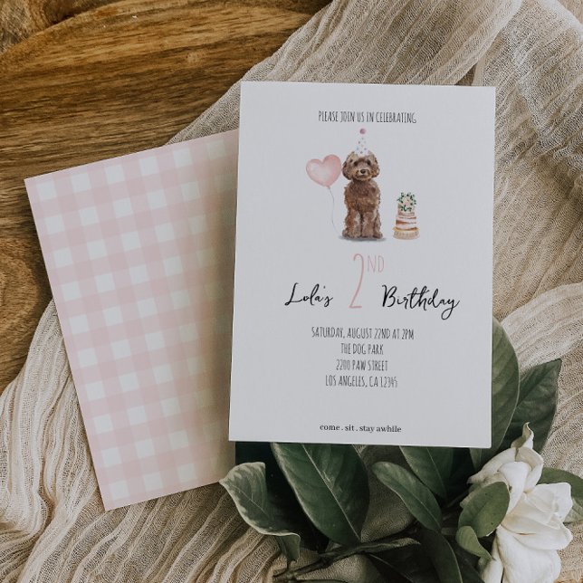 Invitación de cumpleaños de Cockapoo - Chica (Subido por el creador)