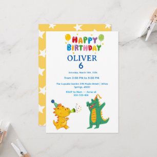 Invitación de cumpleaños de cocodrilo e hipopótamo