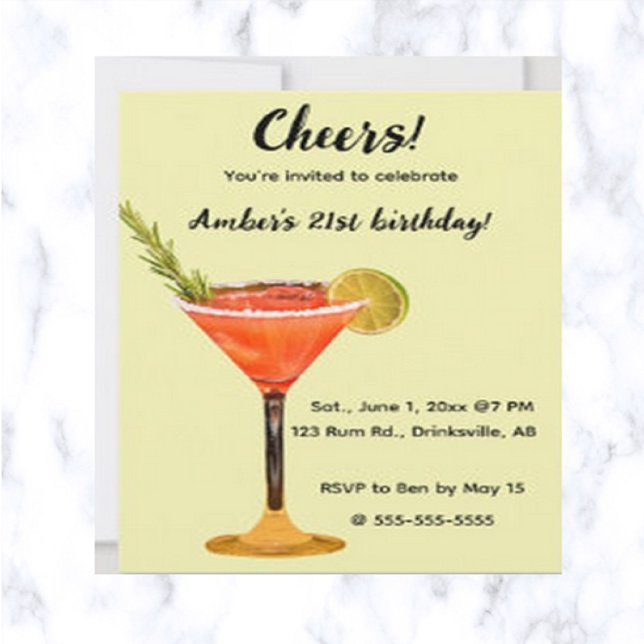 Invitación de cumpleaños de cóctel editable (Subido por el creador)