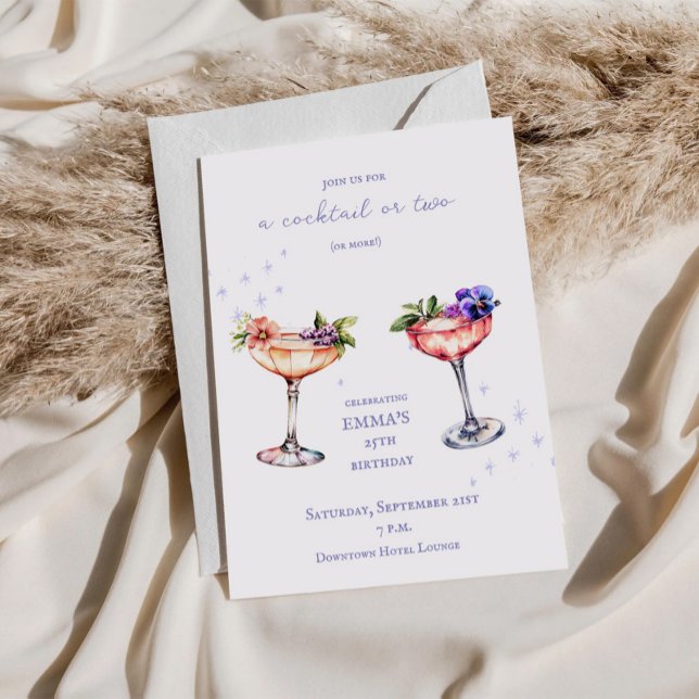Invitación de cumpleaños de cóctel floral (Floral Cocktail Birthday Invite)