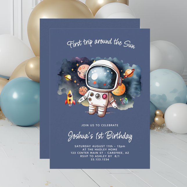 Invitación de cumpleaños de cohete de astronauta e (Subido por el creador)