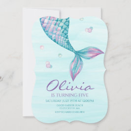 Invitación de cumpleaños de cola de sirena bajo el