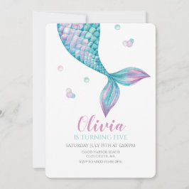 Invitación de cumpleaños de cola de sirena bajo el