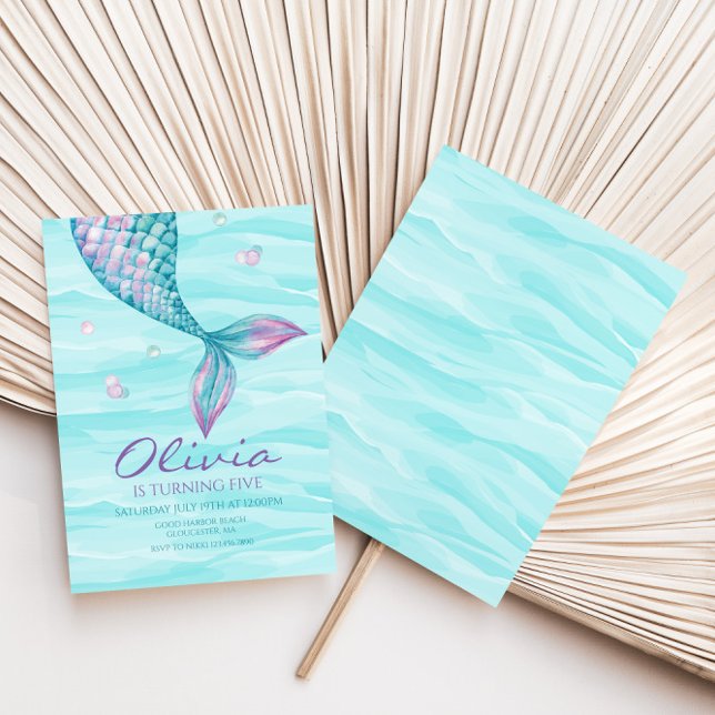 Invitación de cumpleaños de cola de sirena bajo el (Subido por el creador)
