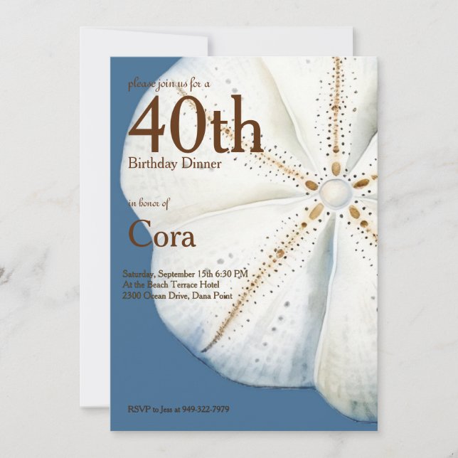 Invitación de cumpleaños de color arena y dólar (Anverso)