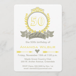 Invitación de cumpleaños de color gris amarillo Ch