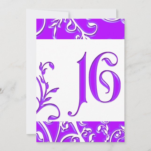 Invitación de cumpleaños de color morado con aspec (Anverso)