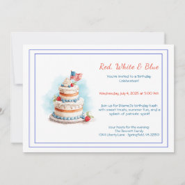 Invitación de cumpleaños de color rojo blanco y az