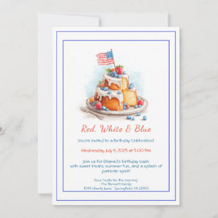 Invitación de cumpleaños de color rojo blanco y az