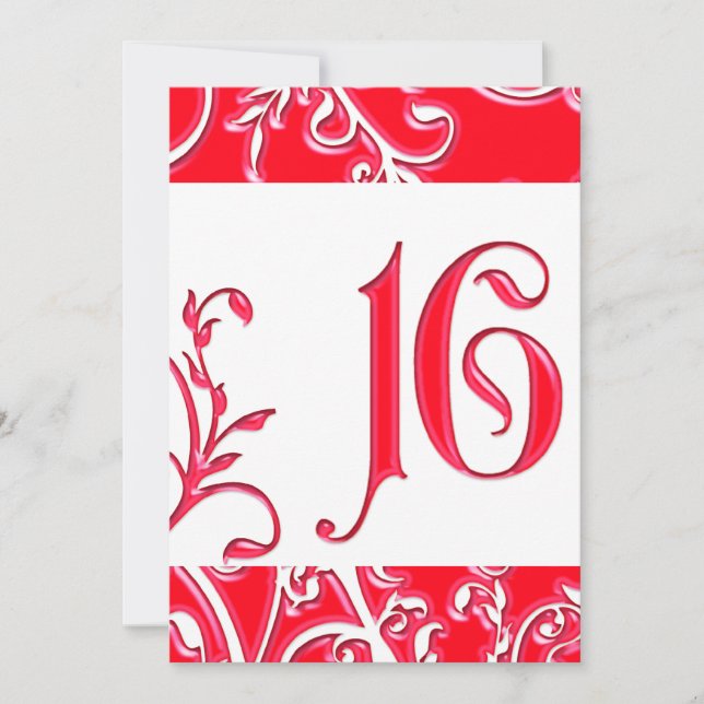 Invitación de cumpleaños de color rojo look Grabad (Anverso)